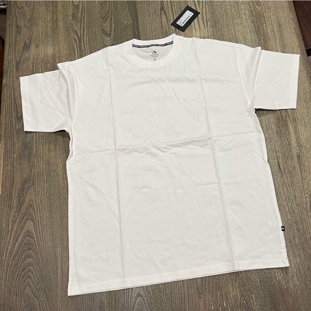 NWT Converse Mens Oversized Wordmark Ringer T-Shirt Short Sleeve White Size M